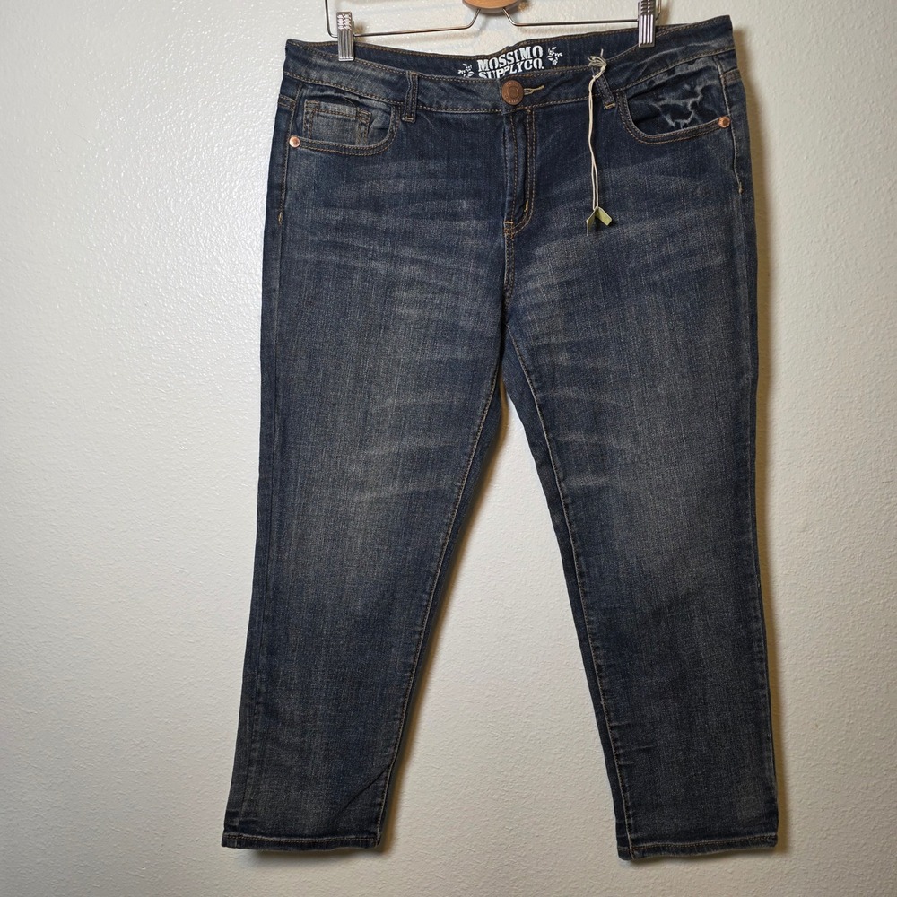 Mossimo Supply Co Womens Mid Rise Skinny Crop Jeans Dark Wash Denim Size 15
